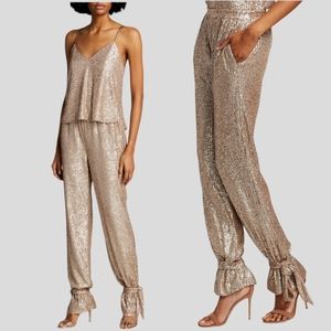 Jonathan Simkhai Mylah Featherlight Sequin Joggers Fawn. NWT. Size Small